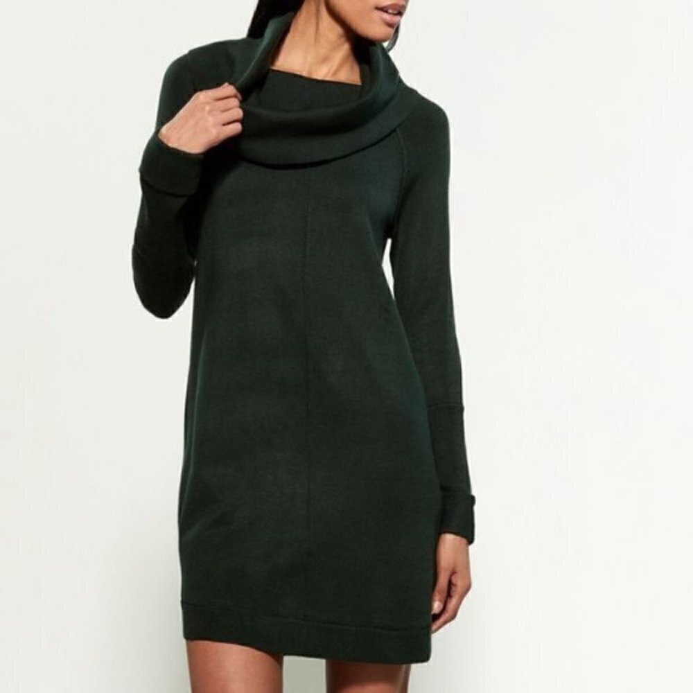 Vince Camuto Women's Size Small Cowl Neck Sweater Dress Hunter Green Long Sleeve